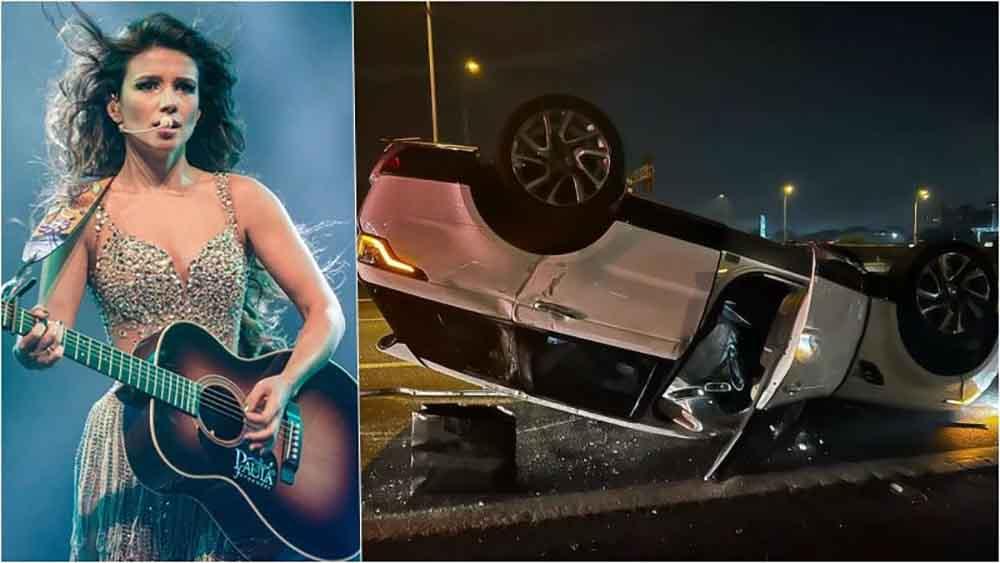 PAULA FERNANDES CAPOTA CARRO VÁRIAS VEZES EM ACIDENTE