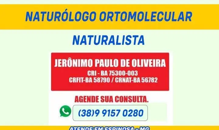 Naturólogo Ortomolecular Naturista Jerônimo P. de Oliveira