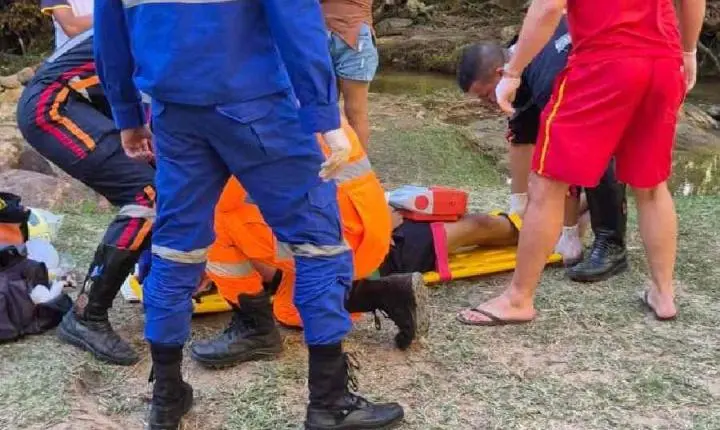 Mato Verde: Bombeiros atendem ocorrência de afogamento de adolescente em cachoeira